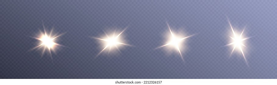 Golden flashes of light and glare. Laser beams of light. Beautiful light flashes. Glowing stripes on a transparent background.	
