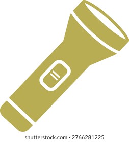Golden flashlight with white switch on white background torch yellow flashlight golden color