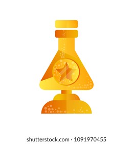 Golden flask award, trophy science vector Illustration on a white background