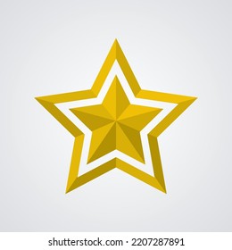 golden flat stars symbol vector