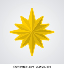 golden flat stars symbol vector