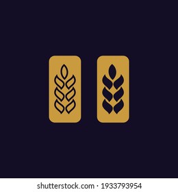 logotipo del icono del trigo plano dorado