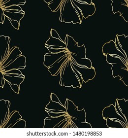 Golden flax flowers seamless background