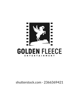 Golden Fleece Logo Inspiration for Entertainment, Winged Sheep, Greek Mythology, Filmstrip