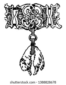 The Golden Fleece is military decoration of Europe, it is a chain of the Order of the Golden Fleece, it has a sheep which hooked in the middle, vintage line drawing or engraving illustration