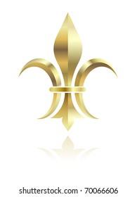 Golden Fleur de lys on white background