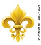 Golden fleur-de-lis decorative design or heraldic symbol.