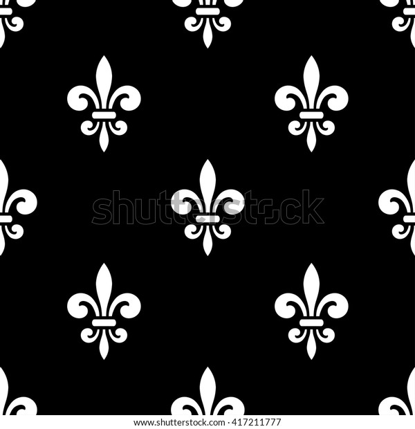 Golden Fleurdelis Seamless Pattern Black White Stock Vector Royalty Free 417211777