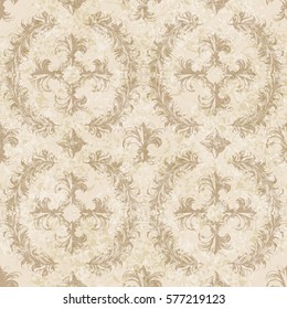 Golden fleur-de-lis seamless pattern. Floral texture. Glowing fleur de lis royal lily.