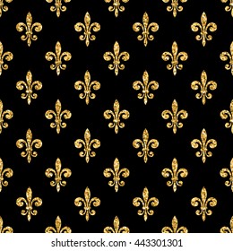 Golden Fleurdelis Seamless Pattern Gold Glitter Stock Vector (Royalty ...