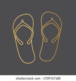 golden flip flops icon- vector illustration