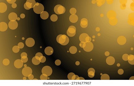 Goldene schwimmende Bokeh helle Kreise auf dunklem abstraktem Hintergrund für Luxus-Design