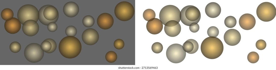 Fondo de esferas metálicas flotantes doradas con efecto de luz de profundidad de lujo ideal para diseño de Fondo de pantalla premium, imágenes abstractas y marca moderna
