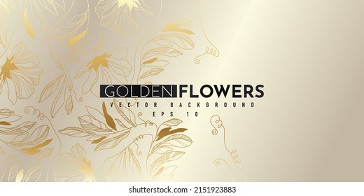 Golden floral abstract pattern. Luxurious golden linear ornament. Premium design for wallpapers, silk textiles and jewelry. Vector illustration.