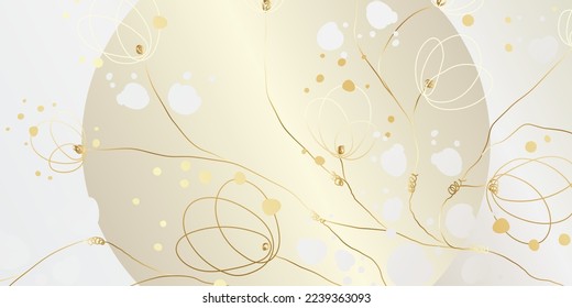 Golden floral abstract pattern. Luxurious golden linear ornament. Premium design for wallpapers, silk textiles and jewelry. Vector illustration.