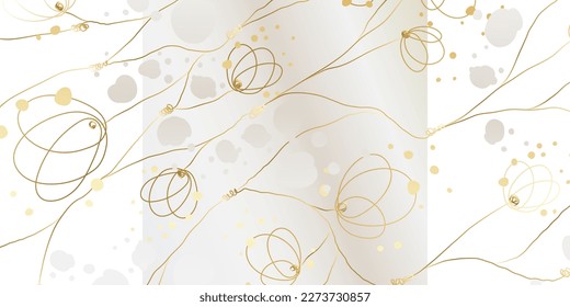 Patrón abstracto dorado floral. Lujoso adorno lineal dorado. Diseño premium para papel pintado, tejidos de seda y joyería. Ilustración vectorial.