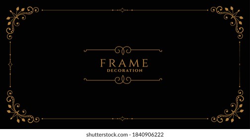 golden floral artistic frame border design background