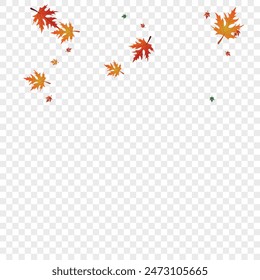 Golden Floral Background Transparent Vector. Foliage Season Illustration. Brown Nature. Collection Template. Orange Leaf Beautiful.