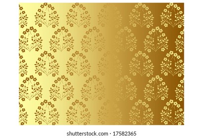 Golden floral background. Vector illustration.