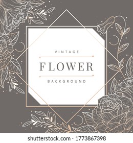 golden floral background vector template
