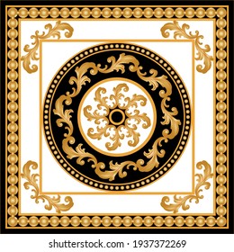 Golden floral baroque element with chains on a white background. EPS10 Illustration.