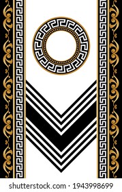 Golden floral baroque element, greek border on a white background. EPS10 Illustration.