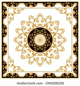 Golden floral baroque element on white background. EPS10 Illustration.