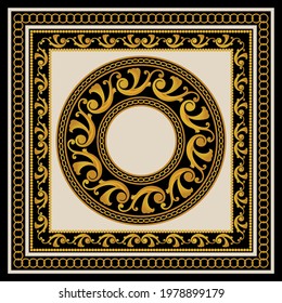 Golden floral baroque elements on a black background. EPS10 Illustration.