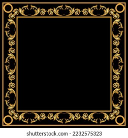 Golden floral baroque frame pattern. Vector Illustration.