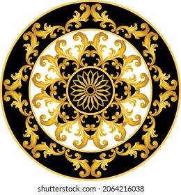 Golden Floral Baroque Pattern.  Vector design for fashion prints and backgrounds.
