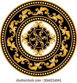 Golden Floral Baroque Pattern.  Vector design for fashion prints and backgrounds.
