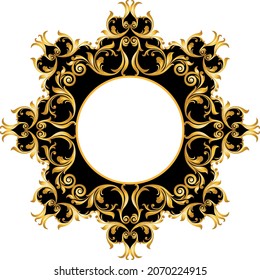 Golden Floral Baroque Pattern. Vector design for fashion prints and backgrounds.

