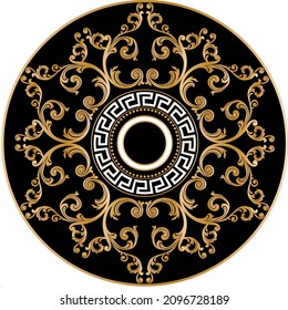 Golden Floral Baroque Pattern. Vector Illustration.