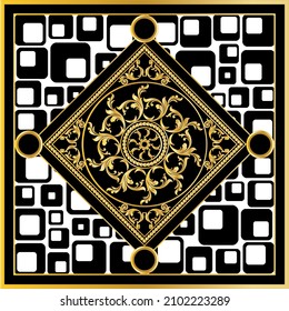 Golden floral baroque pattern. Vector Illustration.