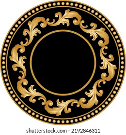 Golden floral baroque pattern. Vector Illustration.