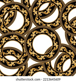 Golden floral baroque pattern. Vector Illustration.