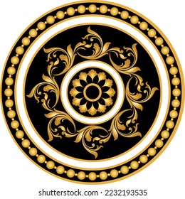 Golden floral baroque pattern. Vector Illustration.