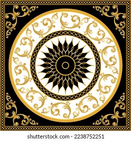 Golden floral baroque pattern. Vector Illustration.