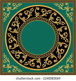 Golden floral baroque pattern. Vector Illustration.