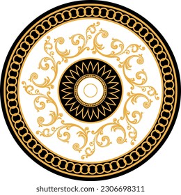 Golden floral baroque pattern. Vector Illustration.
