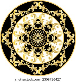 Golden floral baroque pattern. Vector Illustration.