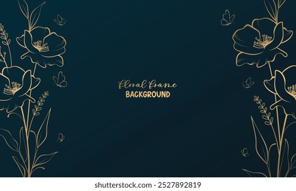 Golden floral border background for poster, banner and announcement