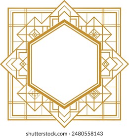 Golden Floral border frame card template rectangle corners sides decoration wedding card. 