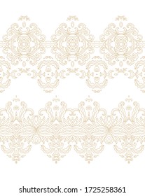 Golden floral border ornament,  on white background