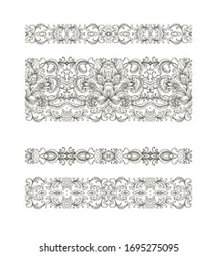 Golden floral border ornament, vector floral branch on white  background