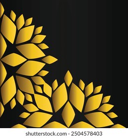 golden floral corner ornament on black background