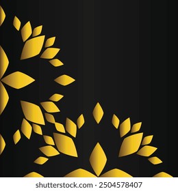 golden floral corner ornament on black background