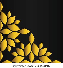 golden floral corner ornament on black background