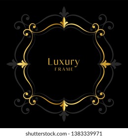 golden floral decorative frame on black background