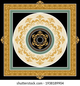 Golden floral element with chains on a colorful background. EPS10 Illustration.